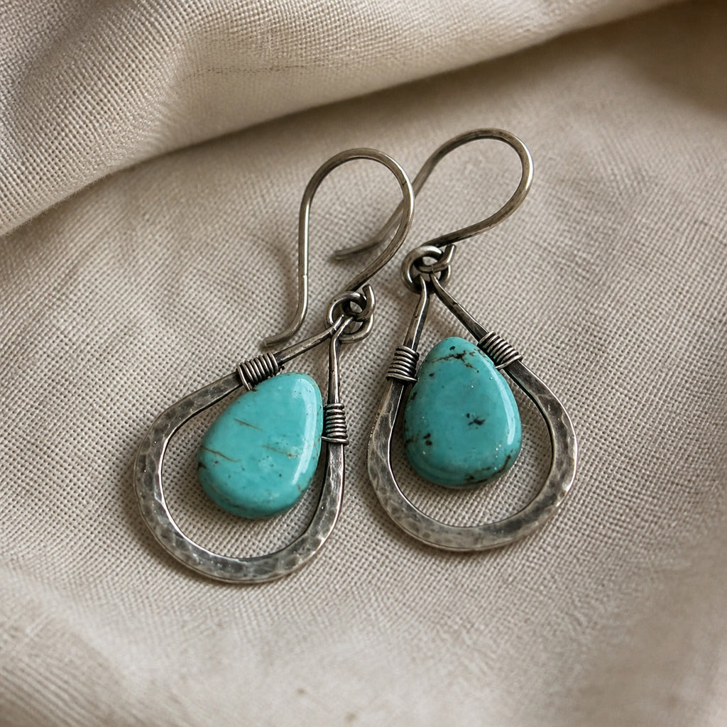 Turquoise Teardrop Hoop Earrings