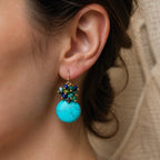 Turquoise Cluster Drop Earrings