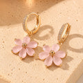 Floral Hoop Drop Earrings