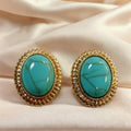 Majestic Turquoise Oval Earrings