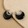 Lustrous Black Stone Earrings