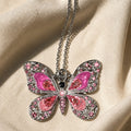 Vintage Crystal Butterfly Pendant Necklace