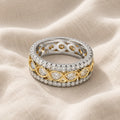 White Gold Double Row Zirconia Ring