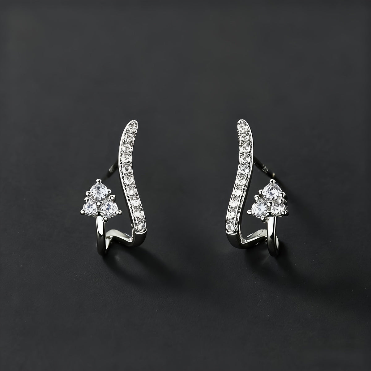 Elegant Curved Zirconia Earrings
