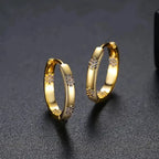Vintage Circle-Shaped Earrings with Golden Flower