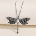 Vintage Dragonfly Pendant Moonstone Necklace