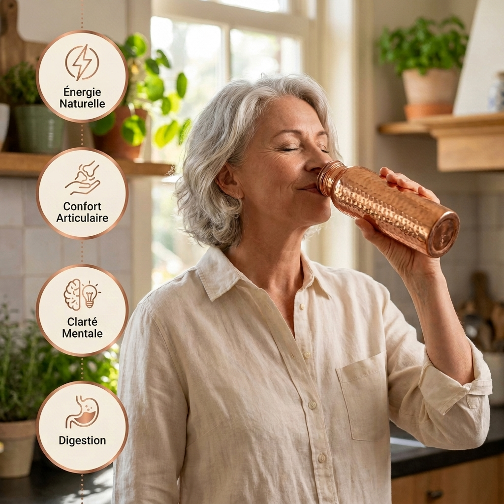 Gourde en Cuivre Pur | L’Eau Purifiée Naturellement, Sans Plastique