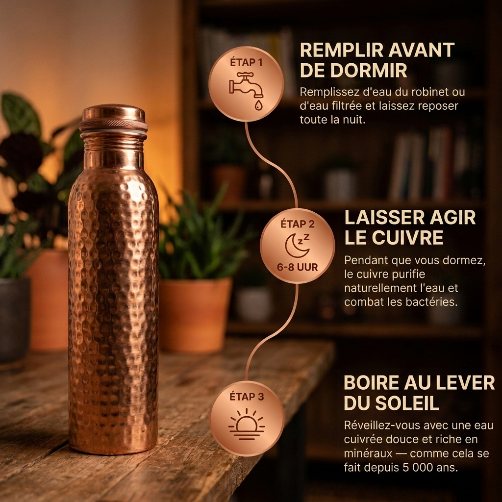 Gourde en Cuivre Pur | L’Eau Purifiée Naturellement, Sans Plastique