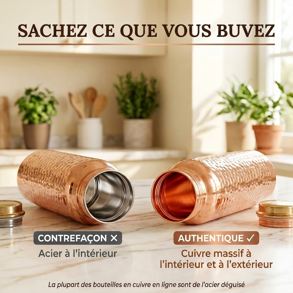 Gourde en Cuivre Pur | L’Eau Purifiée Naturellement, Sans Plastique