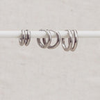 Set of 3 Pairs Silver Classic Rounded Hoops