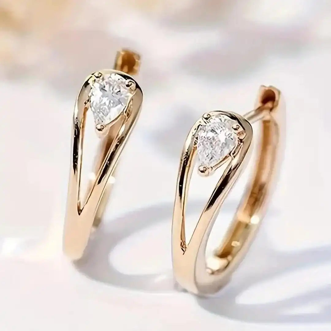 Exquisite Zirconia Golden Drop Earrings