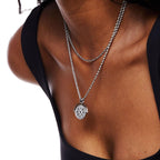 Silver Sun Layered Necklace Set